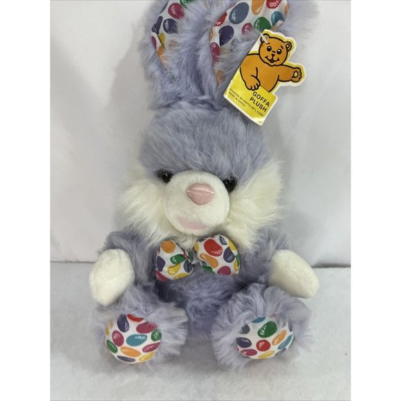 Goffa Purple Rabbit Plush Jellybean Bowtie with Tag 16 in - Picture 1 of 16